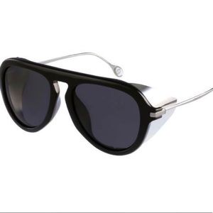 Gucci Aviators black shield sunglasses with removable metal side covers